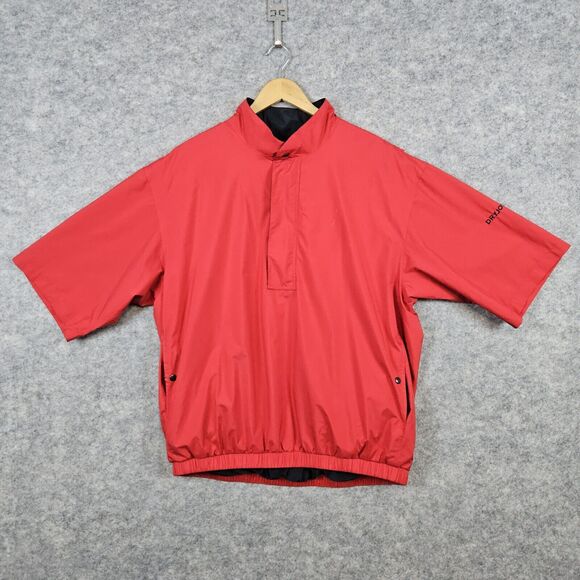 Footjoy Dryjoys Golf Rain Jacket Red Size L Short Sleeve Talking‎ Stick Logo - Picture 1 of 16